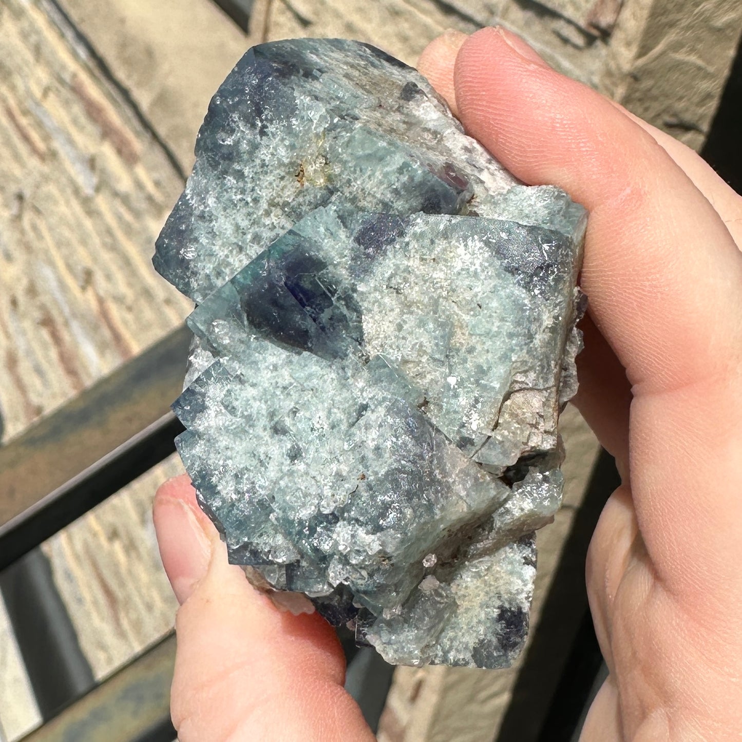 Cabinet Size Green-Blue Daylight UV Reactive Fluorite with Quartz from the Hidden Forest Pocket, Diana Maria Mine, UK