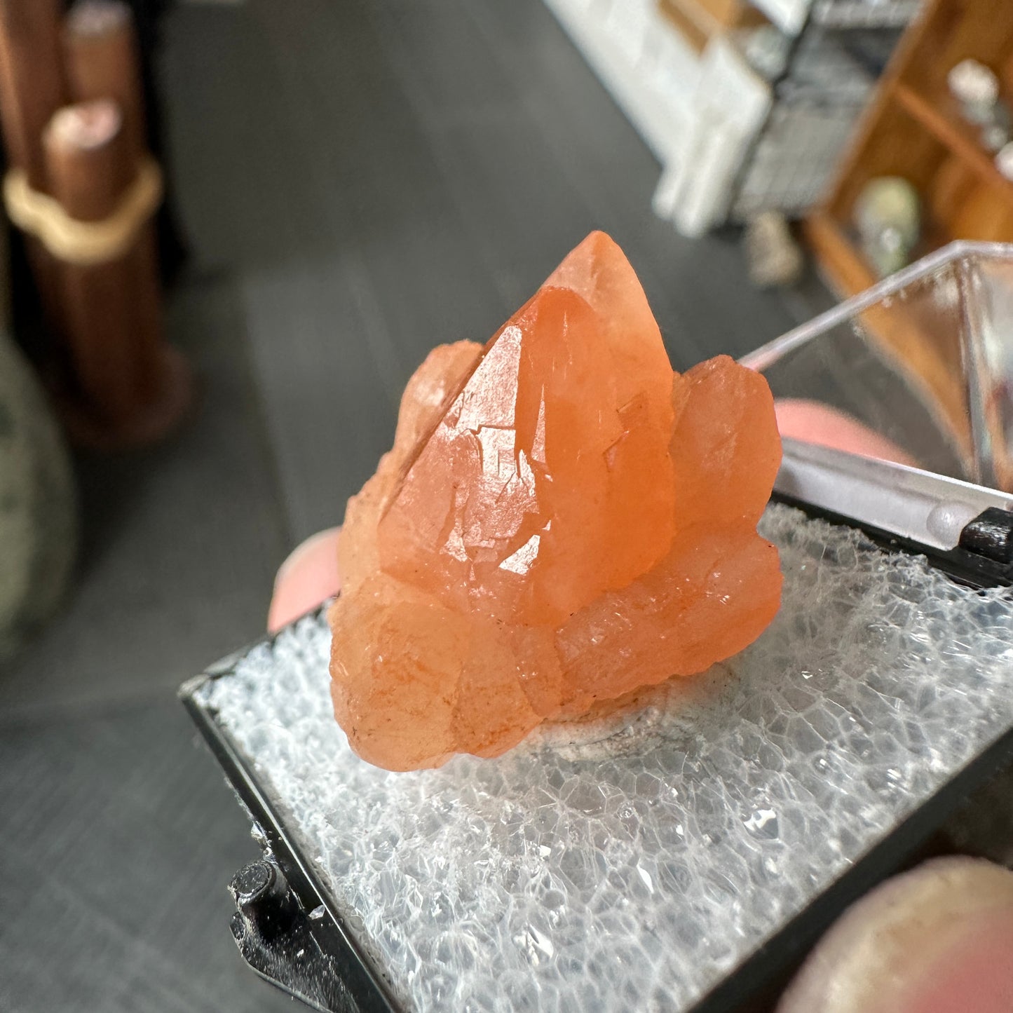 Hematite Included Tangerose Quartz Perky Box Specimen from Zimbabwe