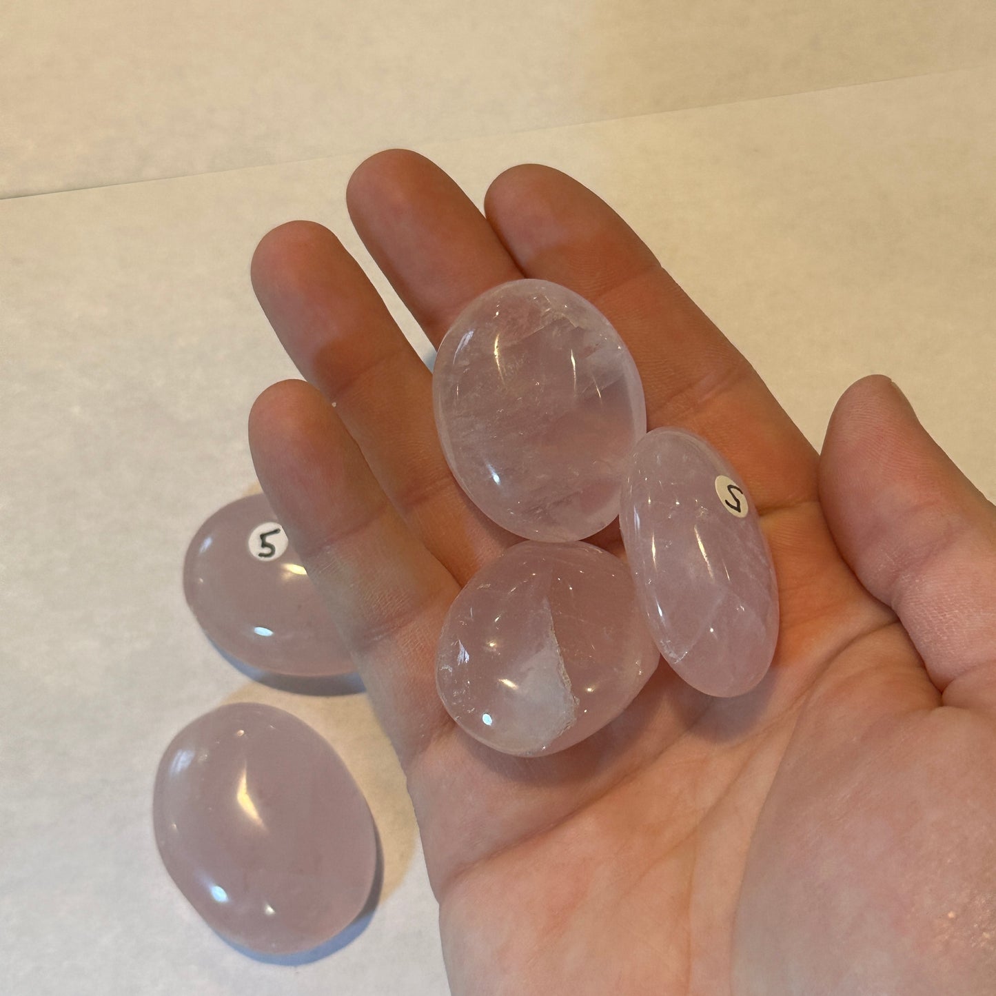 Small Pink Rose Quartz Palm Stones