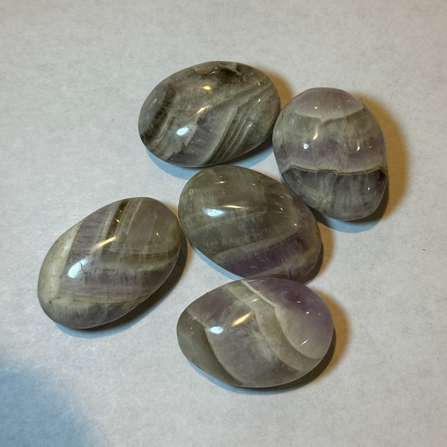Small Smoky Chevron Amethyst Palm Stone from Madagascar