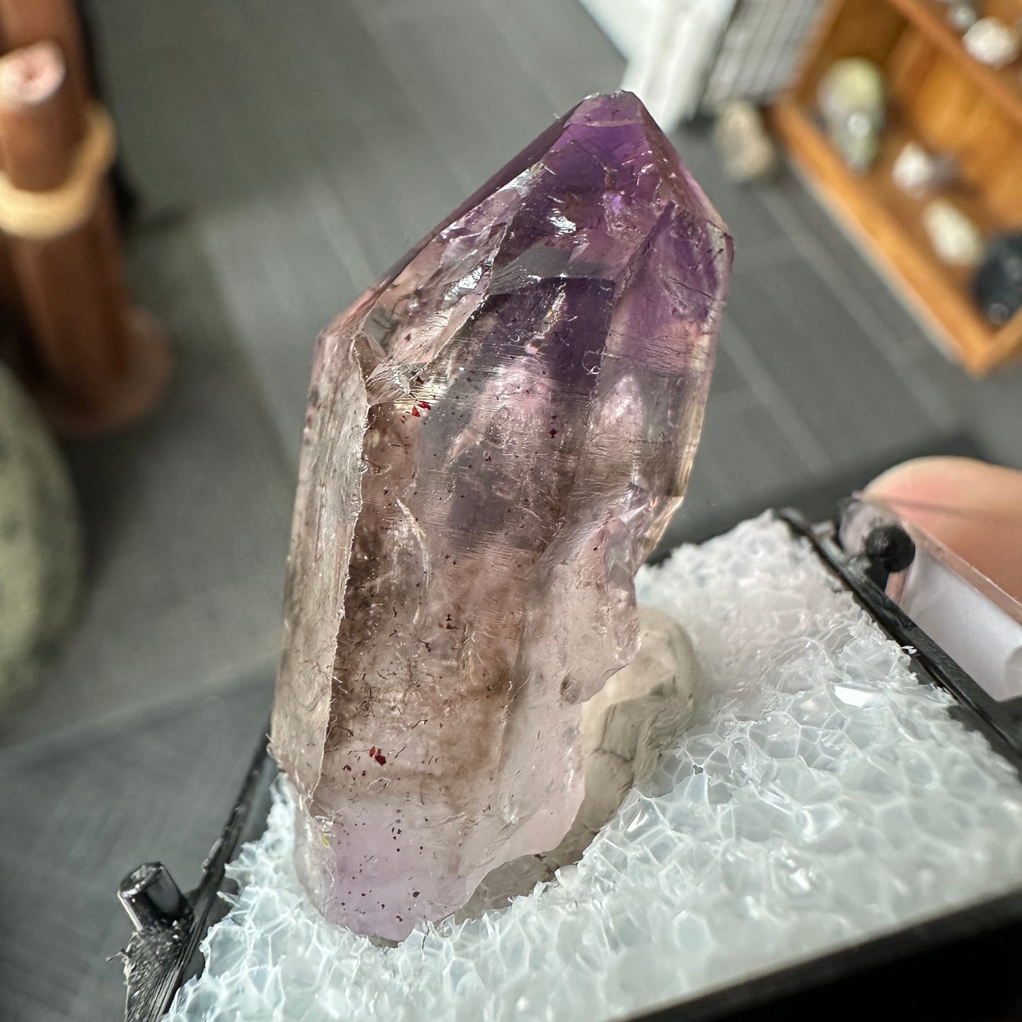 Hematite Included Phantom Amethyst Perky Box Specimen from Zimbabwe