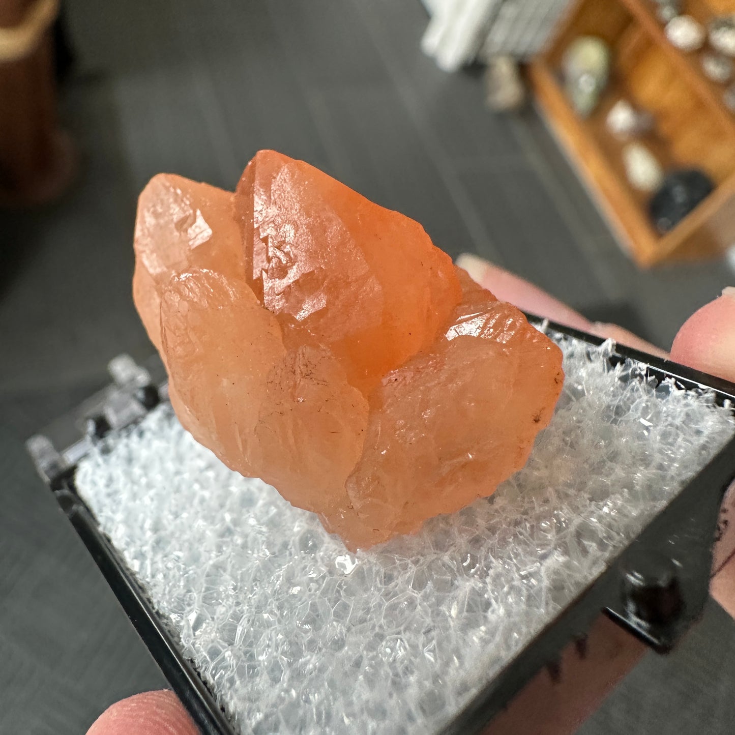 Hematite Included Tangerose Quartz Perky Box Specimen from Zimbabwe