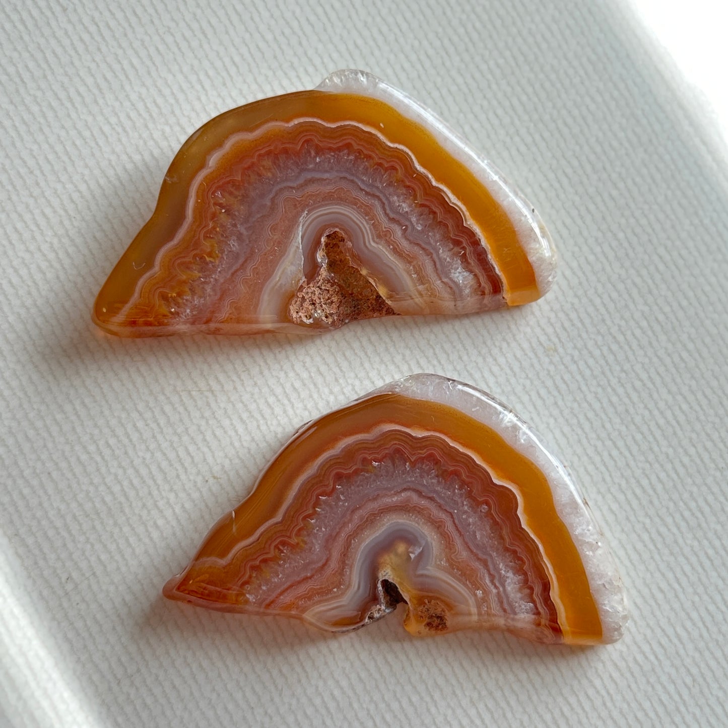 Malawi Banded Agate Orange and Red Polished Pair of Slabs 60g