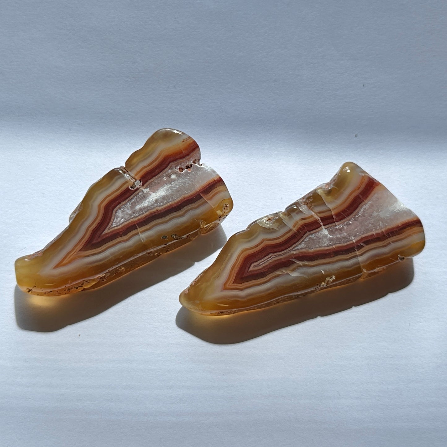 Malawi Banded Agate Orange and Red Polished Pair of Slabs 61g