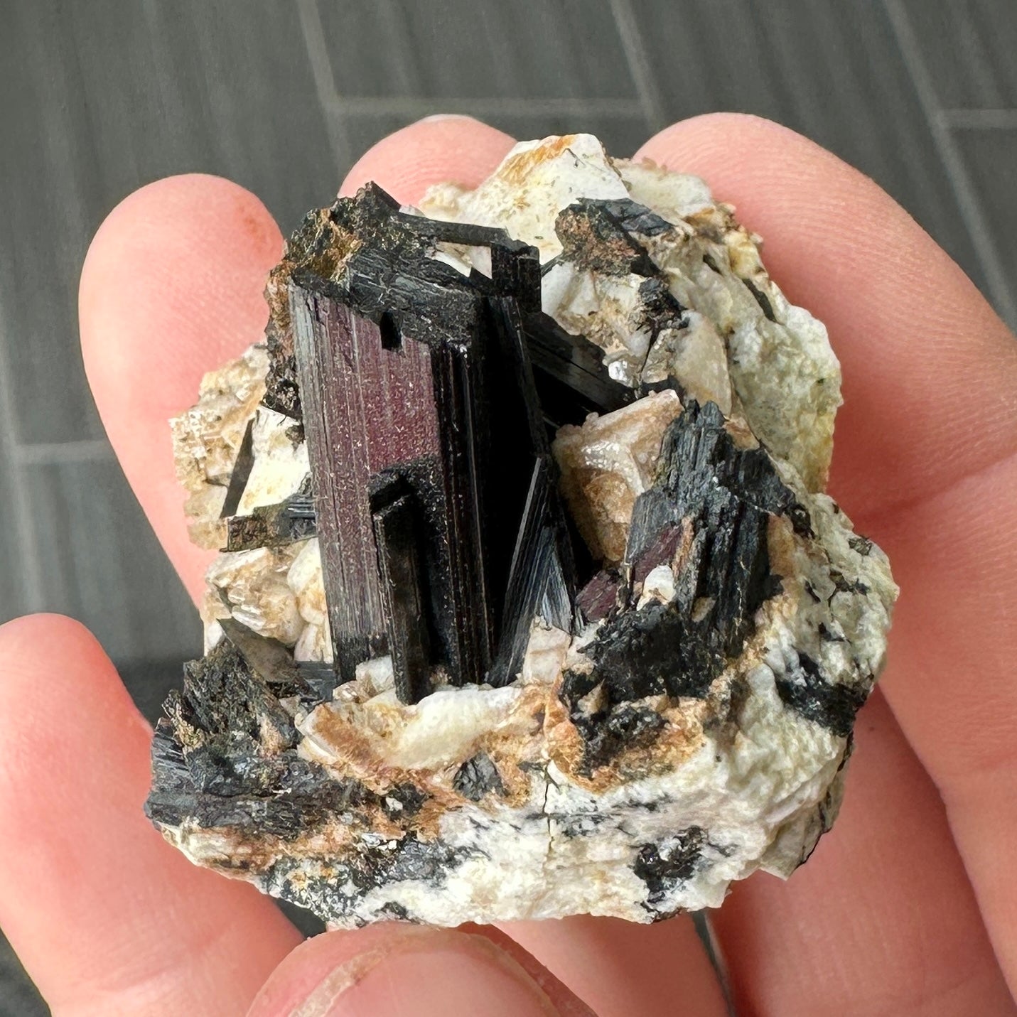 Miniature Sized Aegirine on Microcline Feldspar from Mount Malosa, Malawi