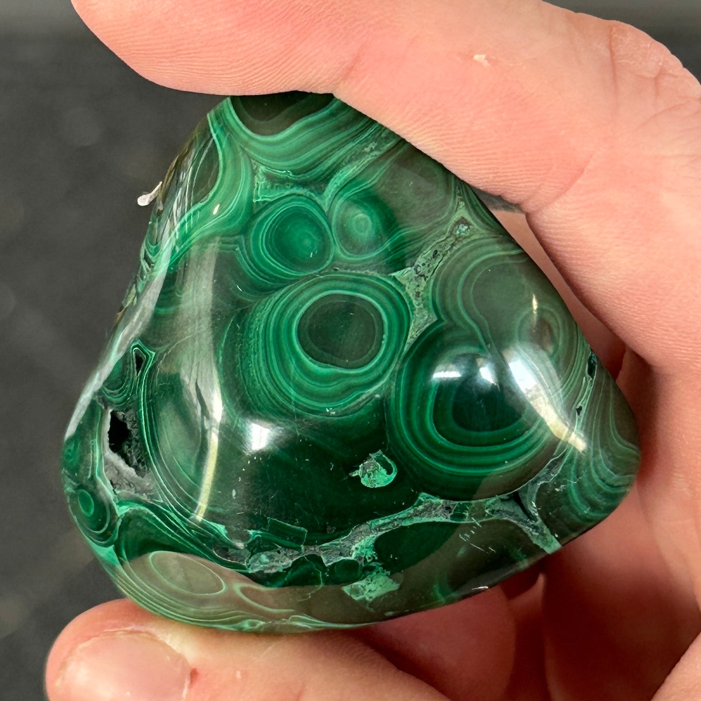87g Polished Malachite Freeform from DR Congo
