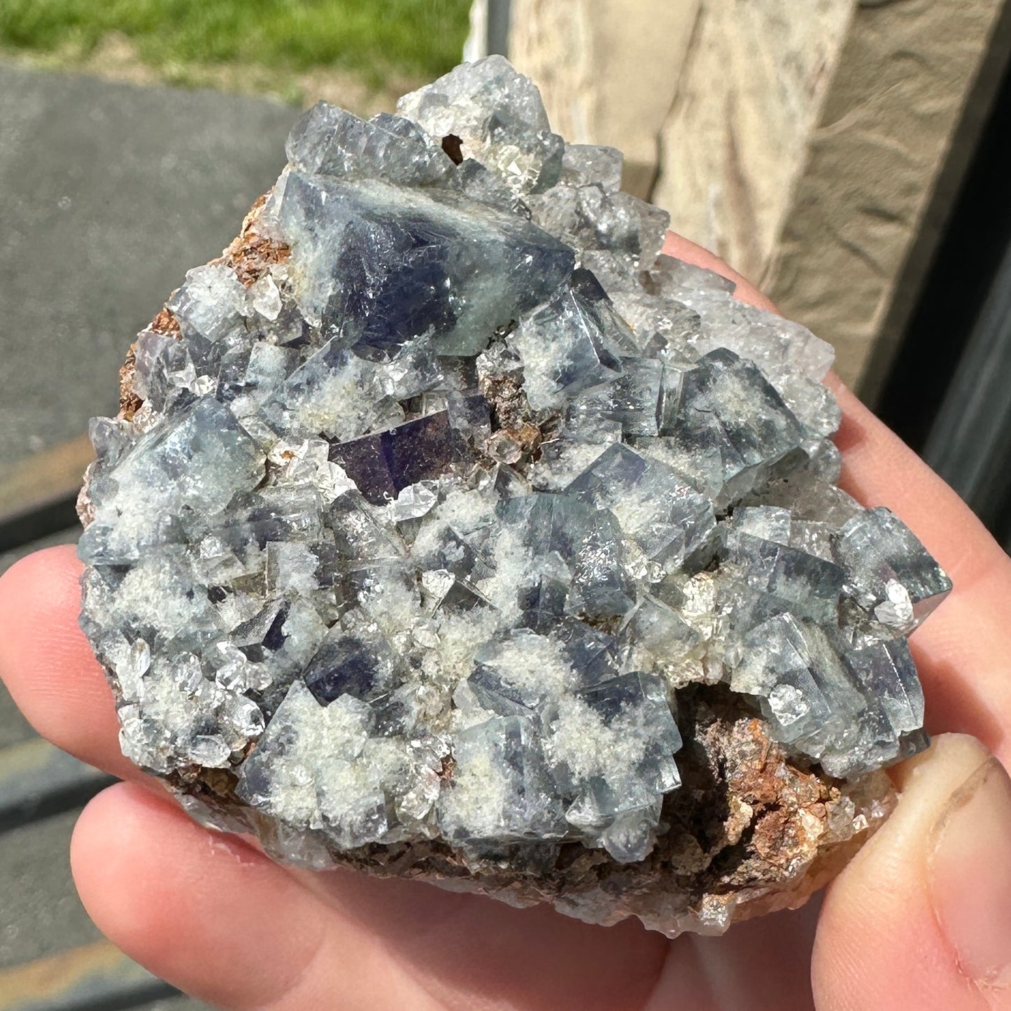 Cabinet Size Green-Blue Daylight UV Reactive Fluorite with Quartz from the Hidden Forest Pocket, Diana Maria Mine, UK
