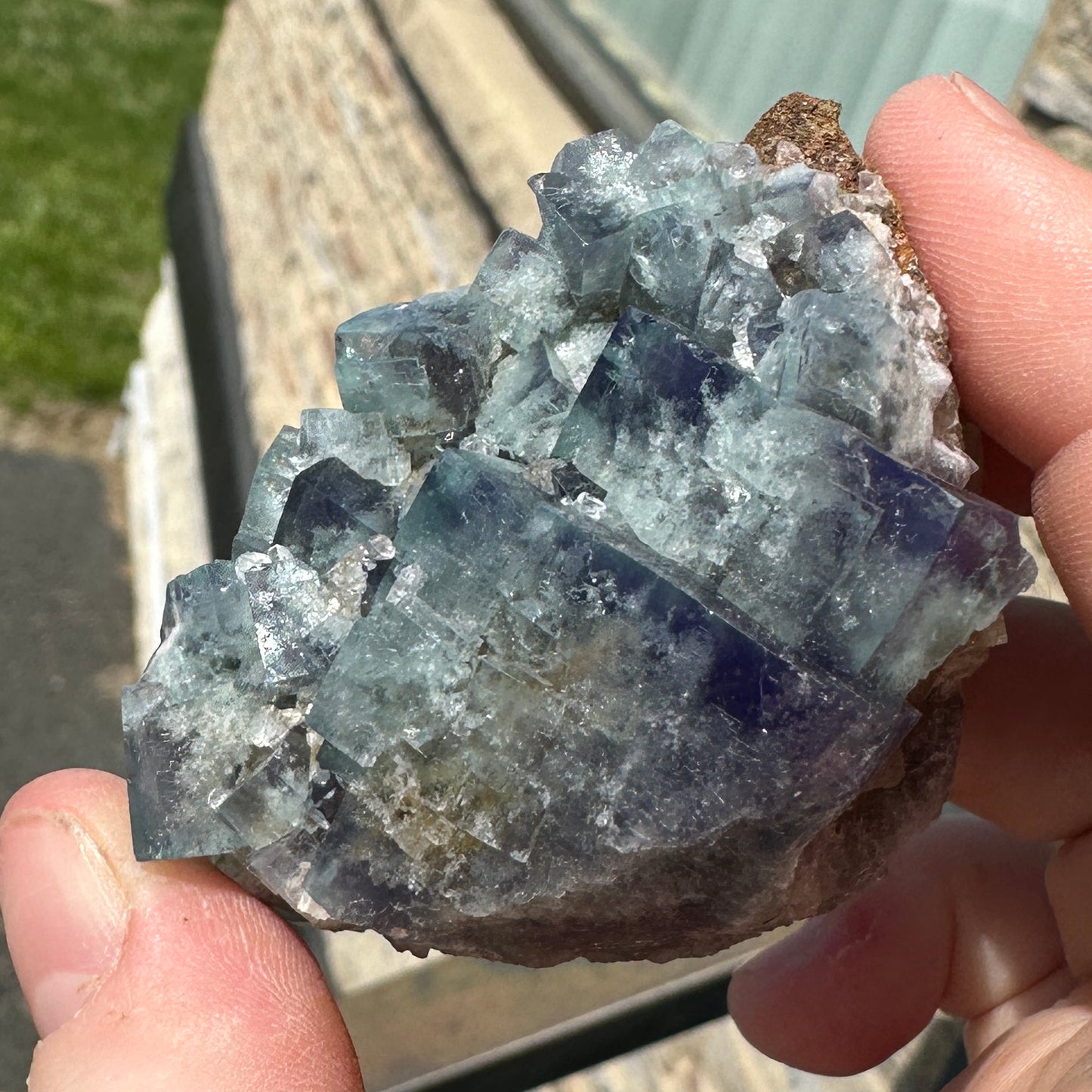 Cabinet Size Green-Blue Daylight UV Reactive Fluorite with Quartz from the Hidden Forest Pocket, Diana Maria Mine, UK