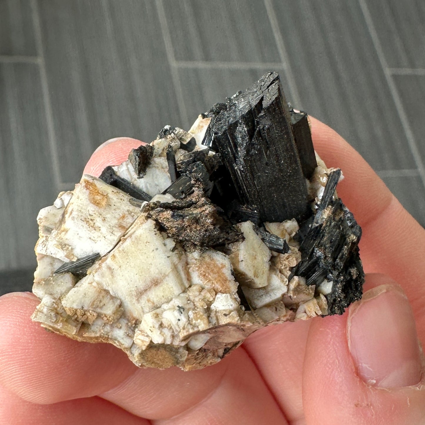 Miniature Sized Aegirine on Microcline Feldspar from Mount Malosa, Malawi