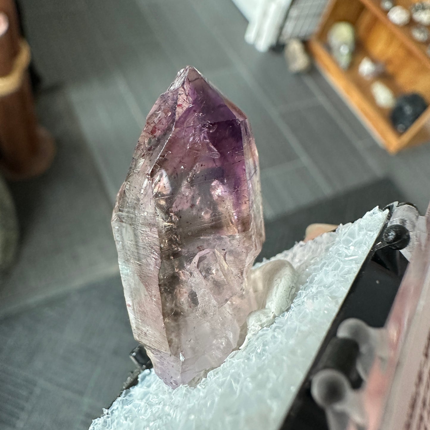 Hematite Included Phantom Amethyst Perky Box Specimen from Zimbabwe