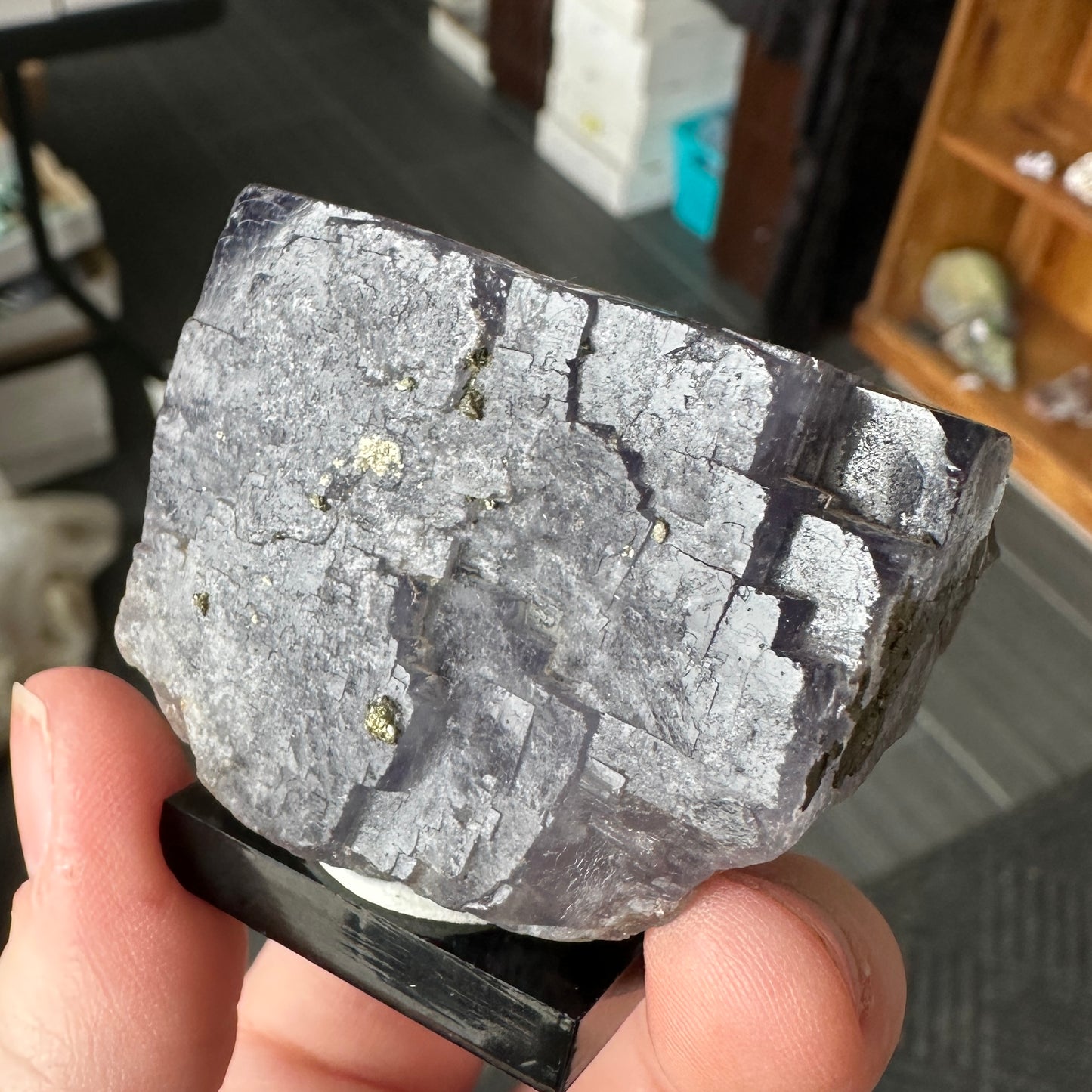 Miniature Purple Fluorite with Pyrite from Nigeria