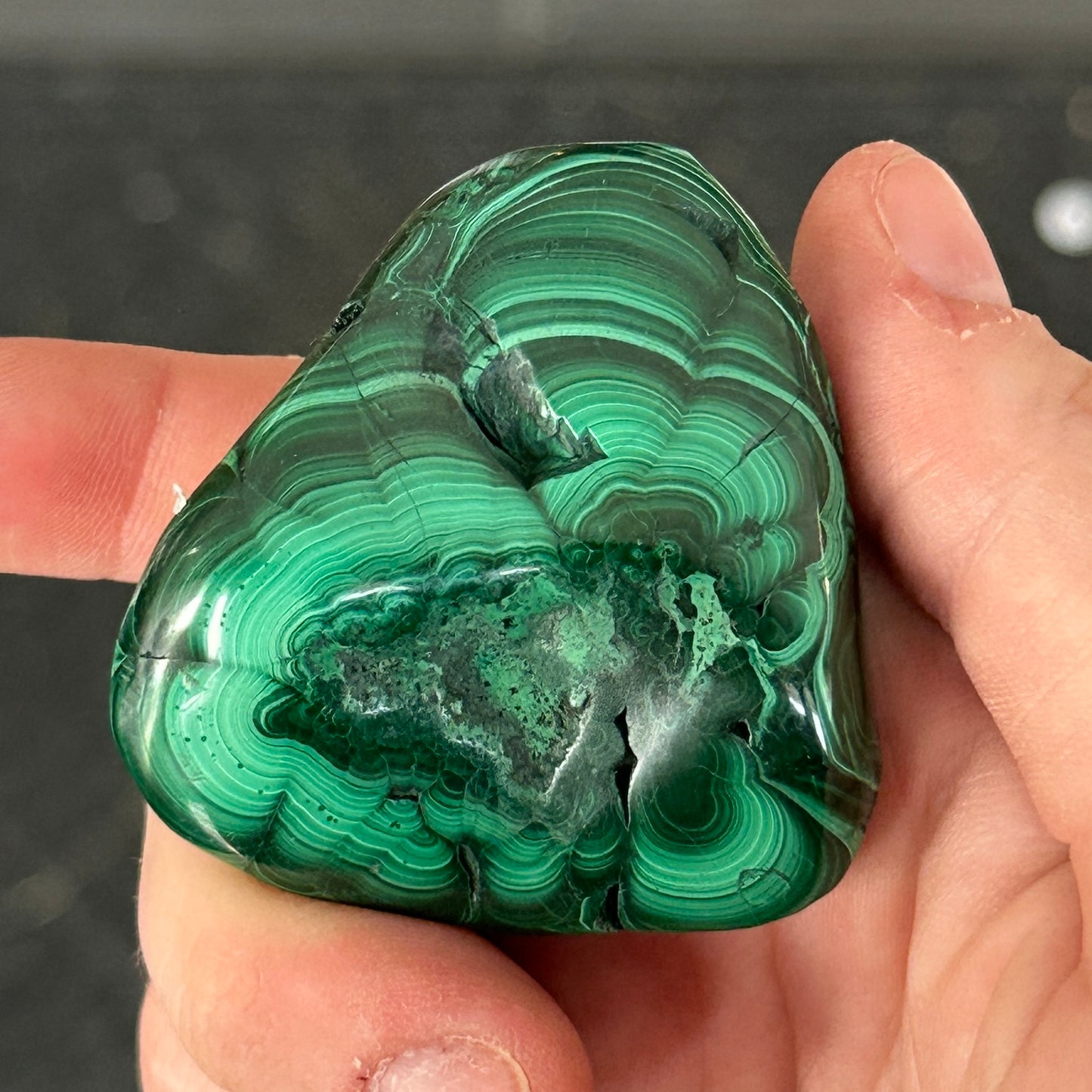 87g Polished Malachite Freeform from DR Congo