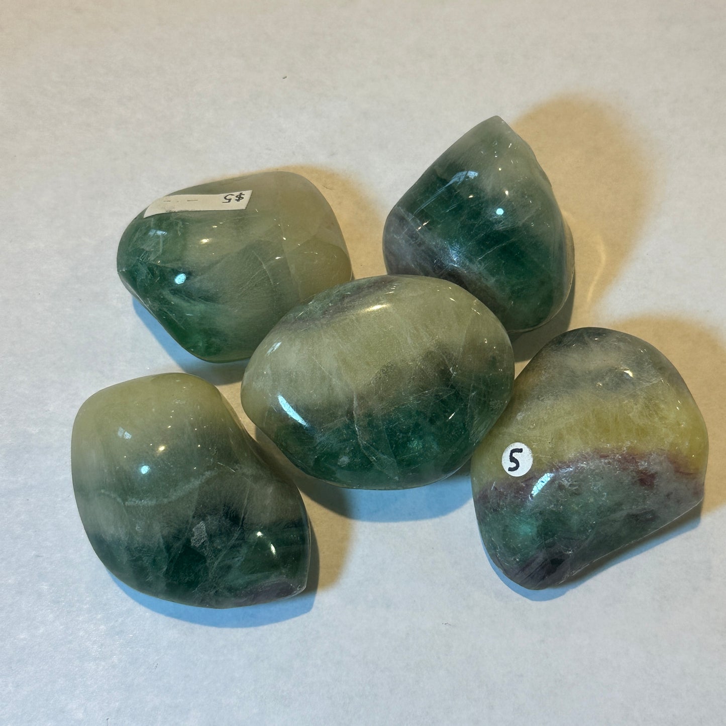 Large Tumbled Green Banded Fluorite from China