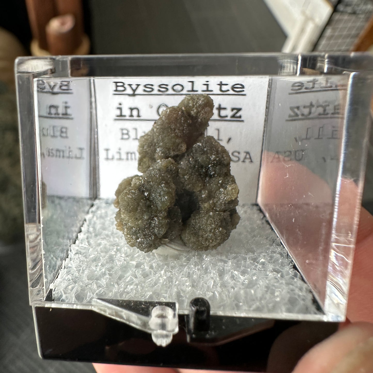 Old Stock Byssolite Included Green Quartz Perky Box Specimen from Pennsylvania