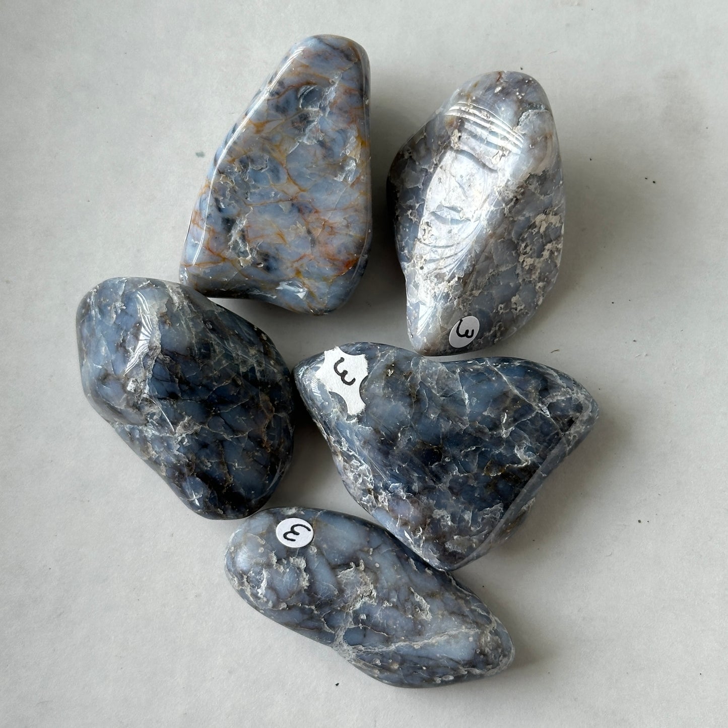 Medium Tumbled Blue Quartz from Chester County, Pennsylvania