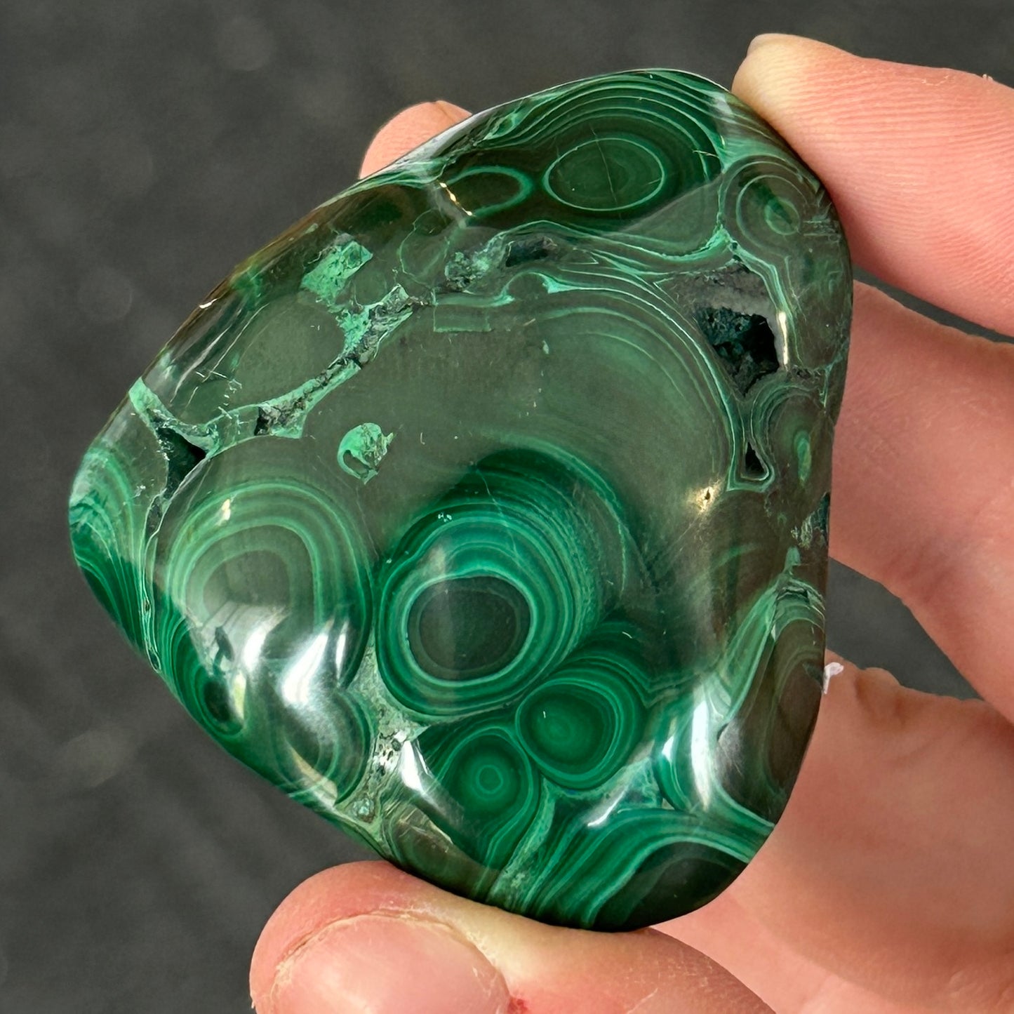 87g Polished Malachite Freeform from DR Congo
