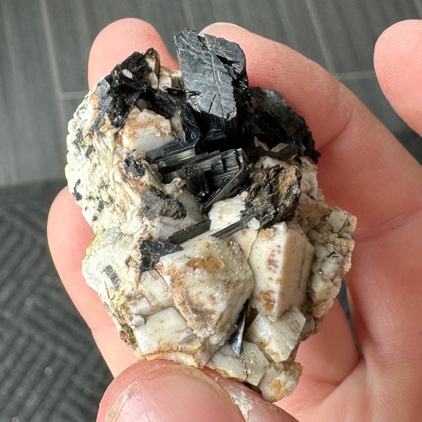 Miniature Sized Aegirine on Microcline Feldspar from Mount Malosa, Malawi