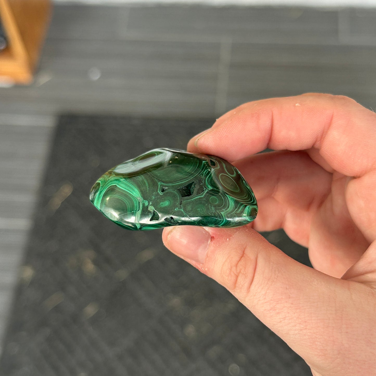 87g Polished Malachite Freeform from DR Congo