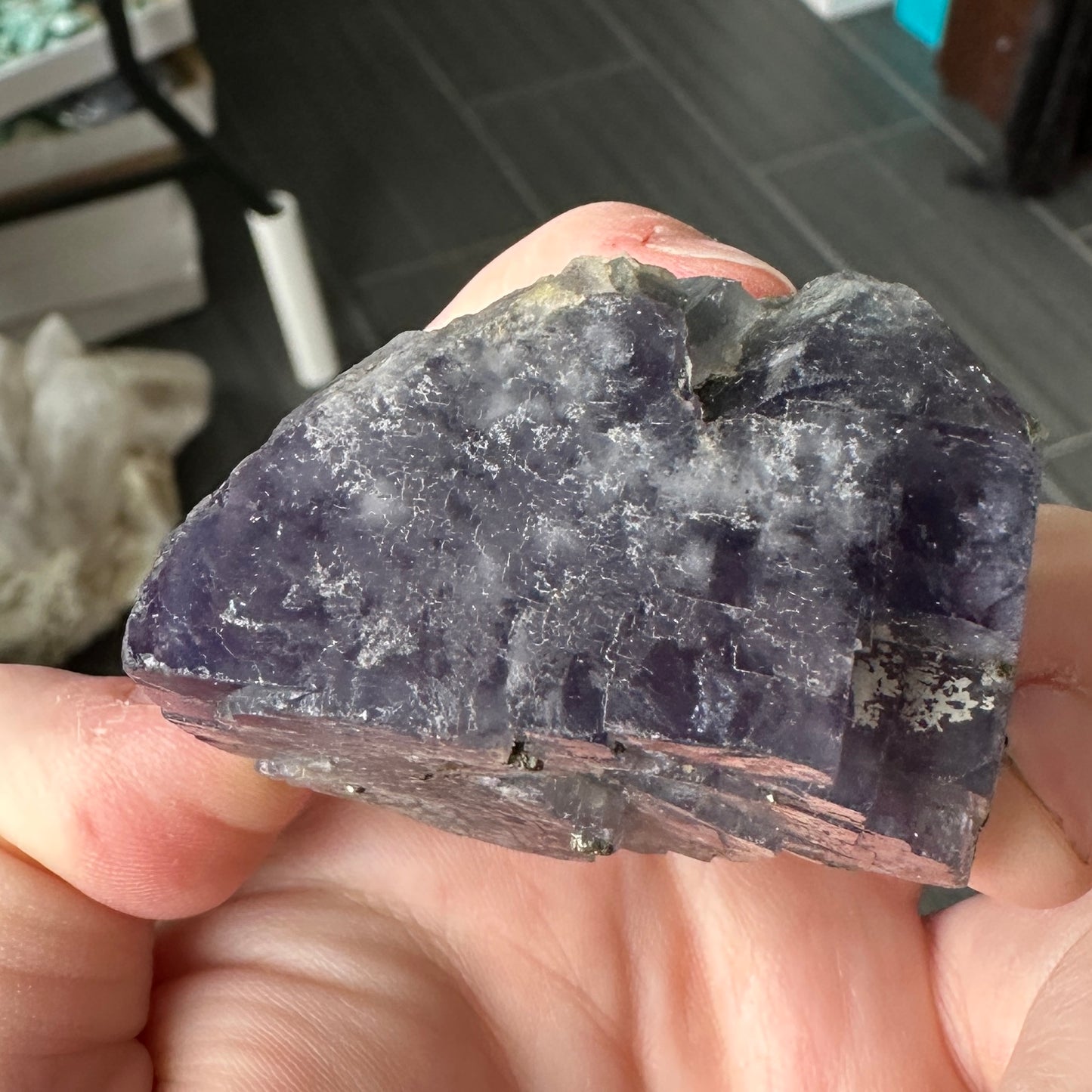 Miniature Purple Fluorite with Pyrite from Nigeria