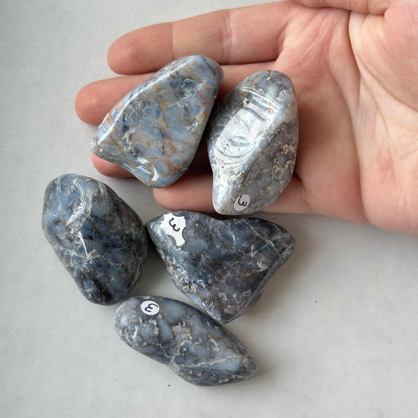 Medium Tumbled Blue Quartz from Chester County, Pennsylvania