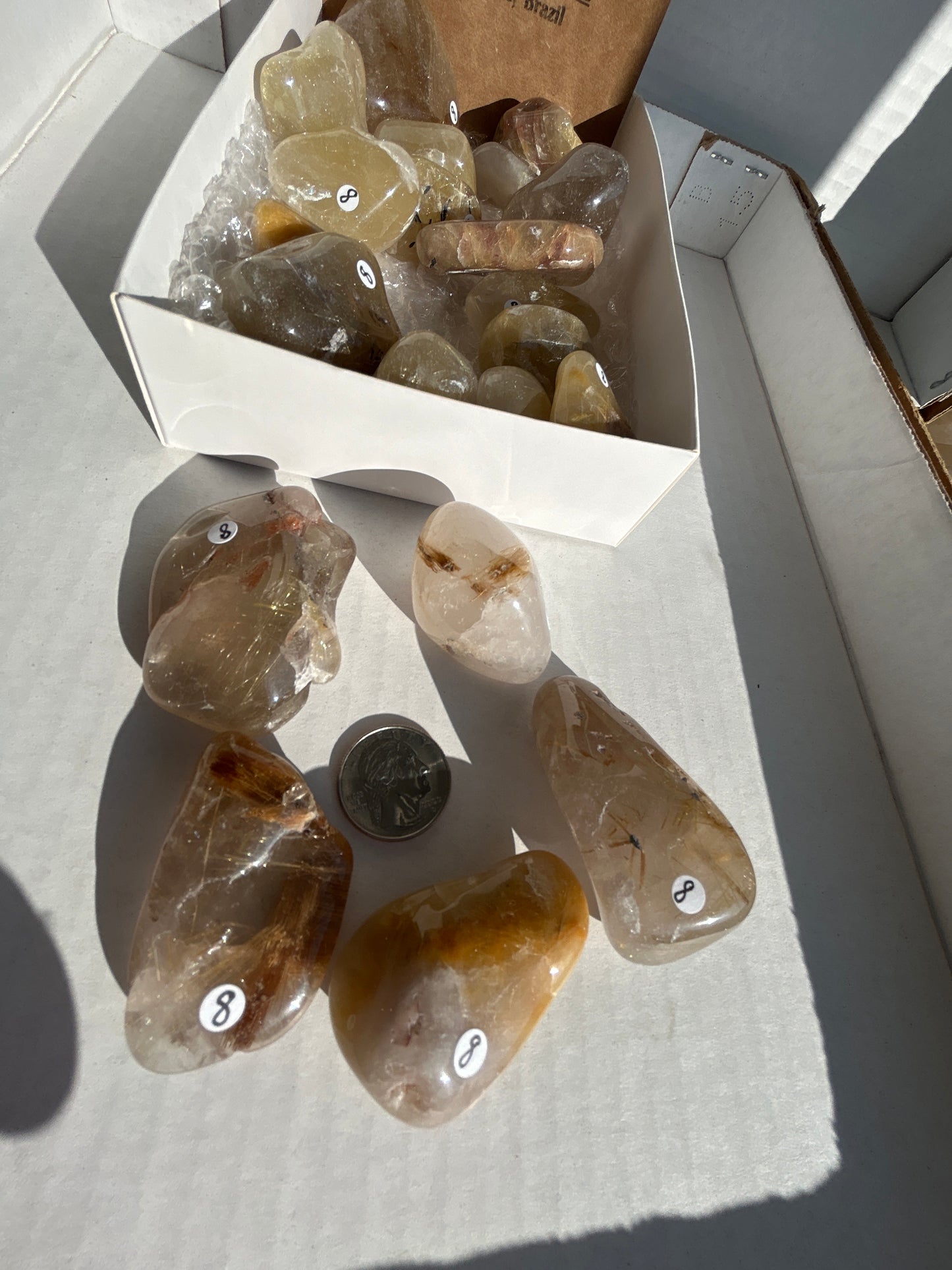Large Rutilated Quartz Tumbled Stone from Brazil