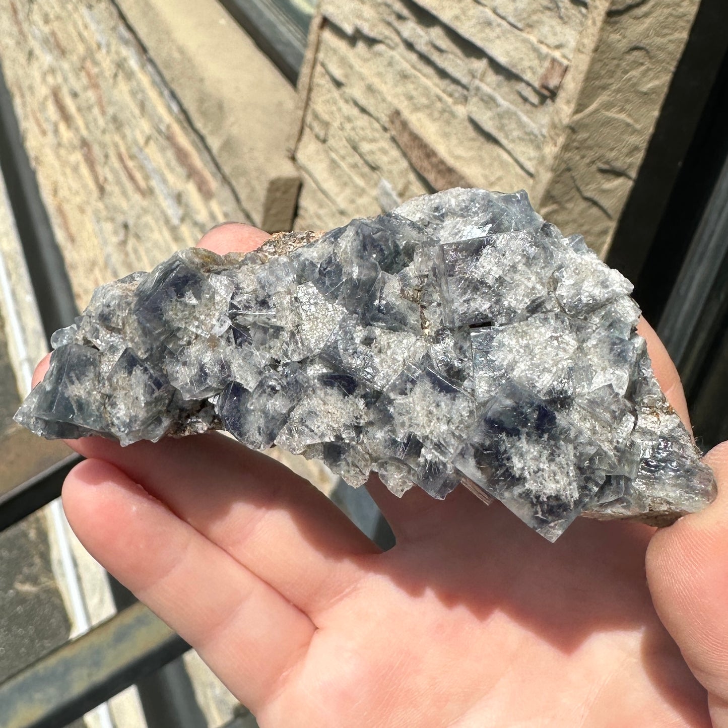 Cabinet Size Green-Blue Daylight UV Reactive Fluorite with Quartz from the Hidden Forest Pocket, Diana Maria Mine, UK