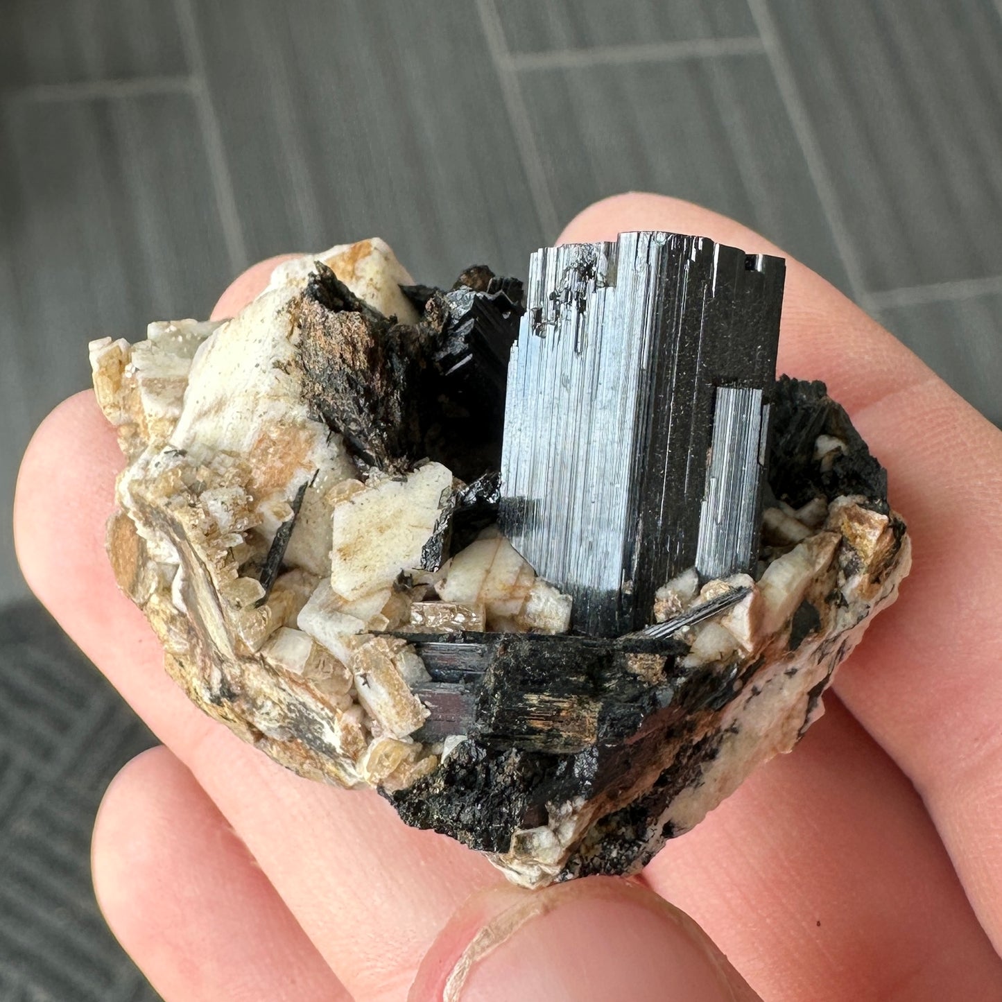 Miniature Sized Aegirine on Microcline Feldspar from Mount Malosa, Malawi