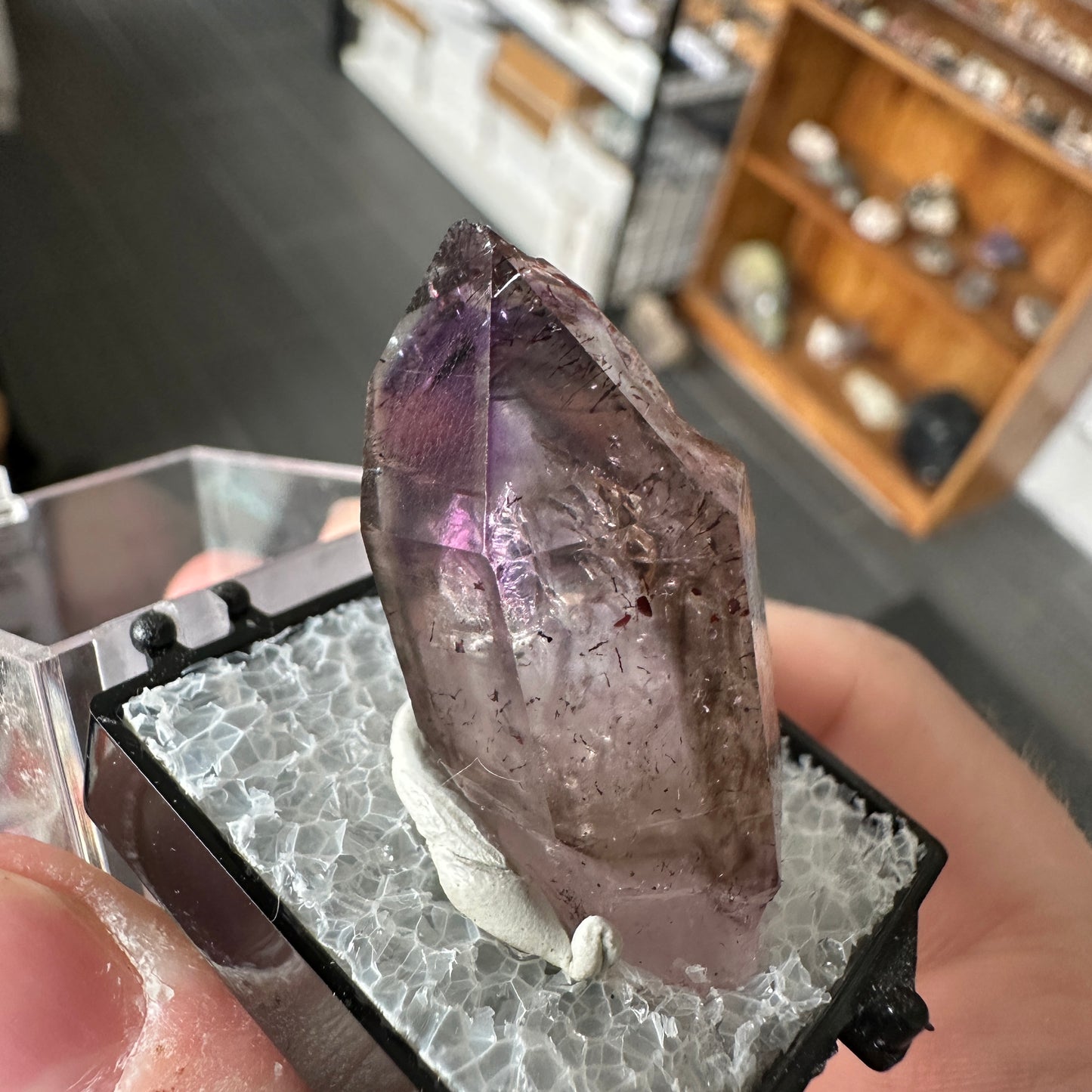Hematite Included Phantom Amethyst Perky Box Specimen from Zimbabwe