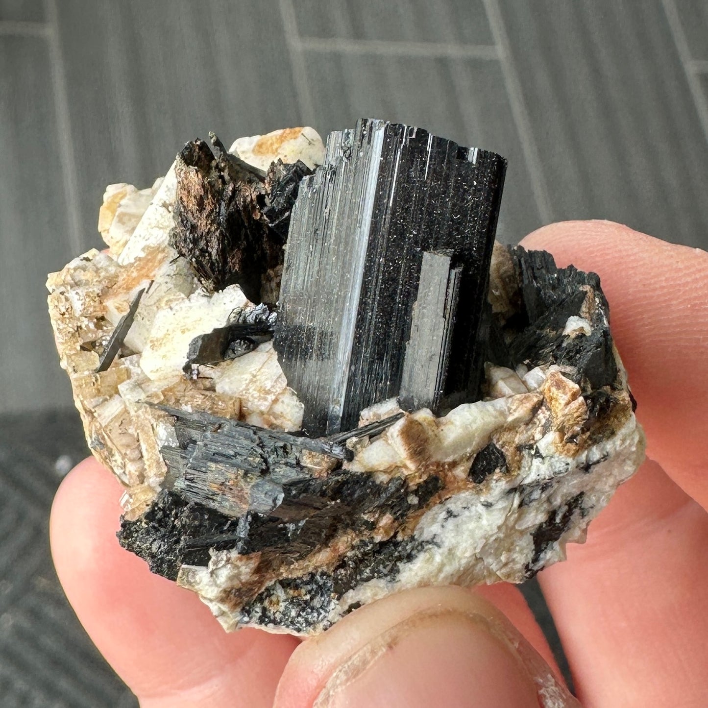 Miniature Sized Aegirine on Microcline Feldspar from Mount Malosa, Malawi