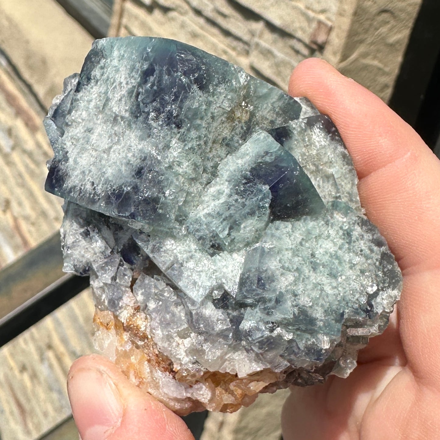 Cabinet Size Green-Blue Daylight UV Reactive Fluorite with Quartz from the Hidden Forest Pocket, Diana Maria Mine, UK