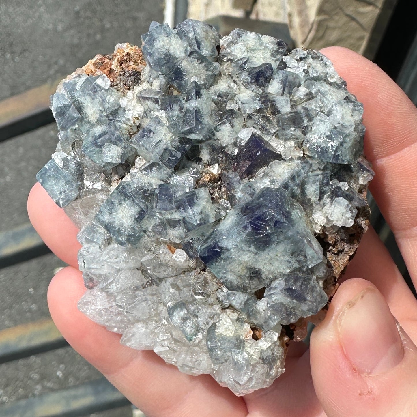 Cabinet Size Green-Blue Daylight UV Reactive Fluorite with Quartz from the Hidden Forest Pocket, Diana Maria Mine, UK