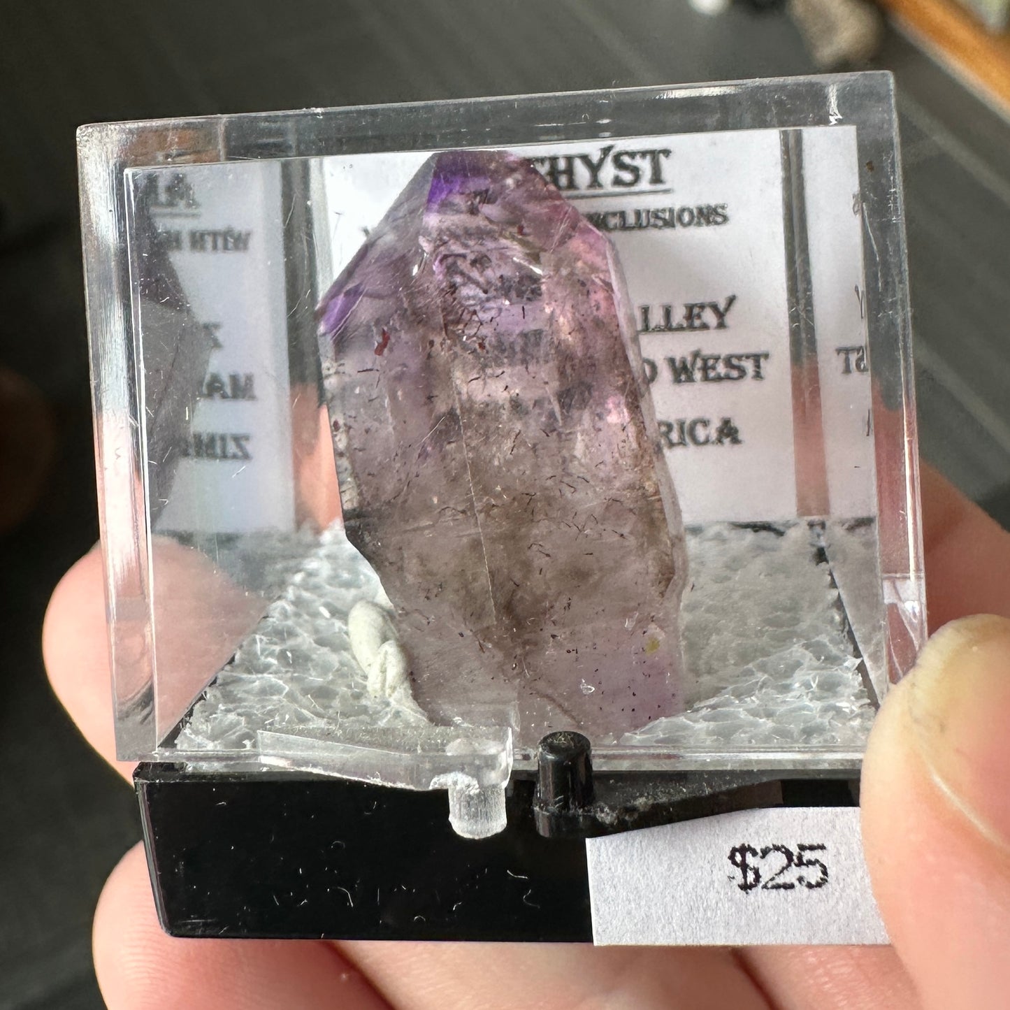 Hematite Included Phantom Amethyst Perky Box Specimen from Zimbabwe