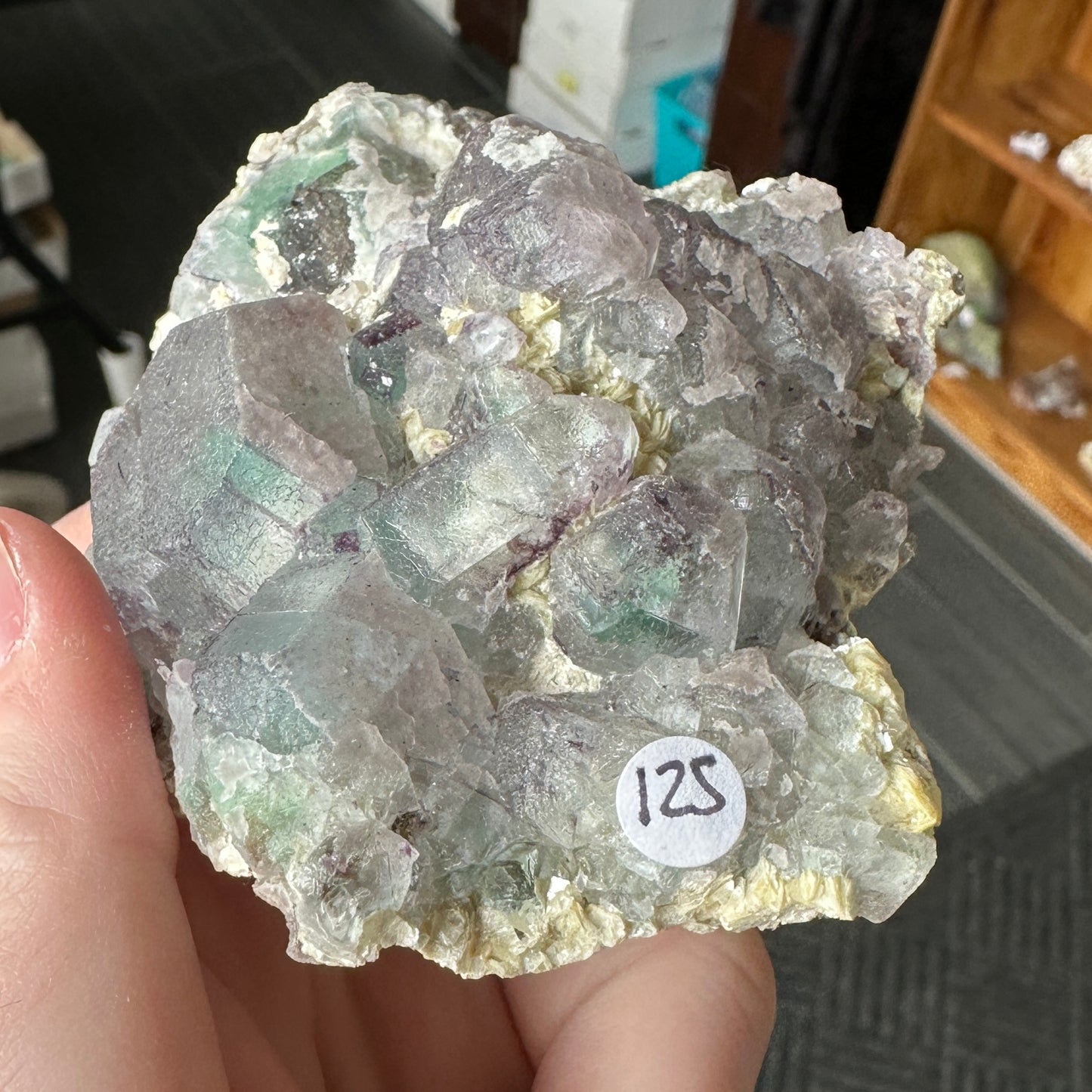 Cabinet Size Green and Purple Fluorite on Feldspar with Hyalite Opal from Erongo Mountain, Namibia