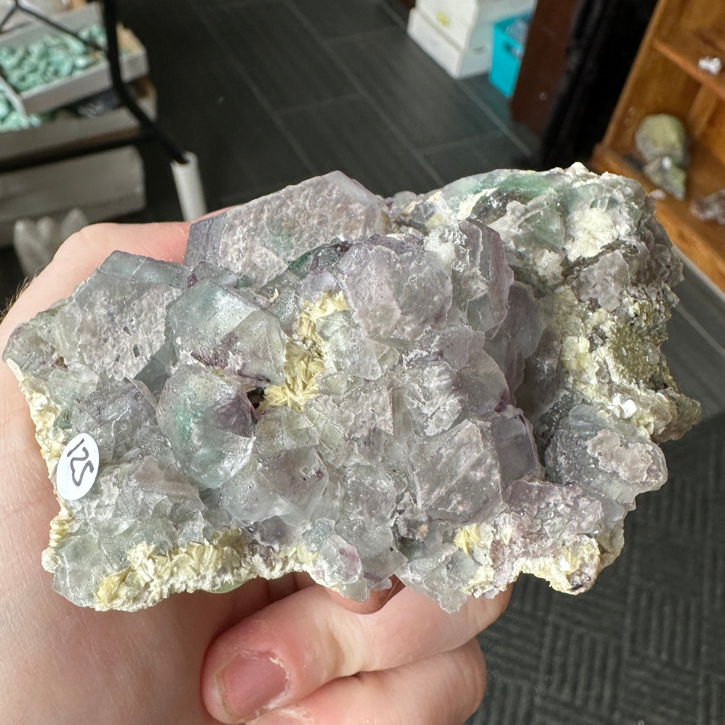 Cabinet Size Green and Purple Fluorite on Feldspar with Hyalite Opal from Erongo Mountain, Namibia