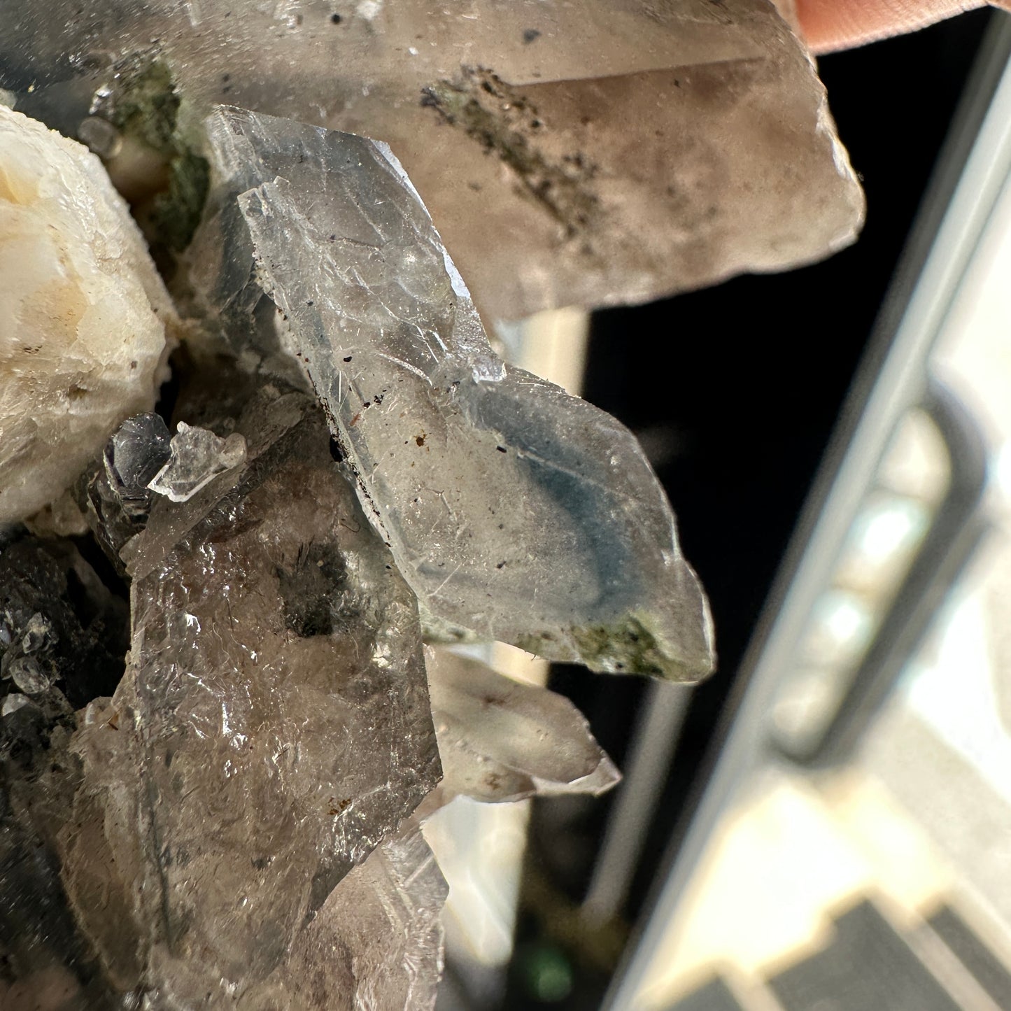 Miniature Sized Magnesioriebeckite Included Blue Quartz with Microcline Feldspar and Aegirine from Mount Malosa, Malawi