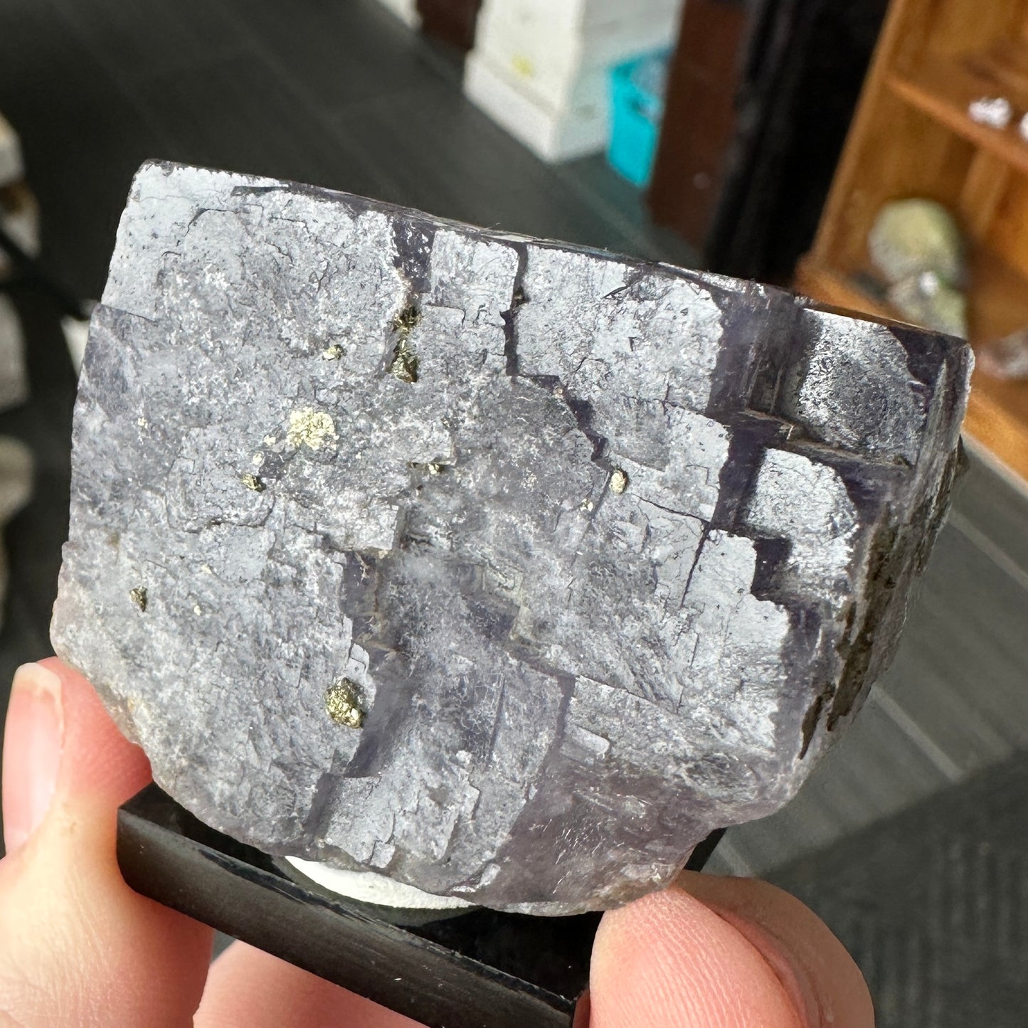 Miniature Purple Fluorite with Pyrite from Nigeria