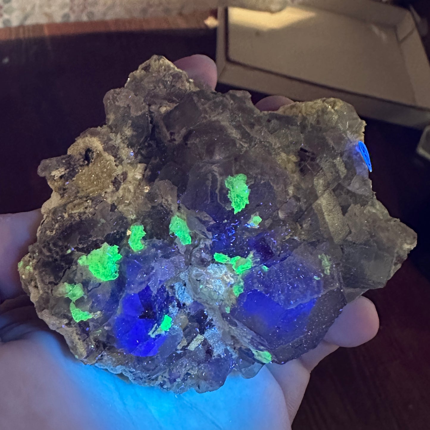 Cabinet Size Green and Purple Fluorite on Feldspar with Hyalite Opal from Erongo Mountain, Namibia