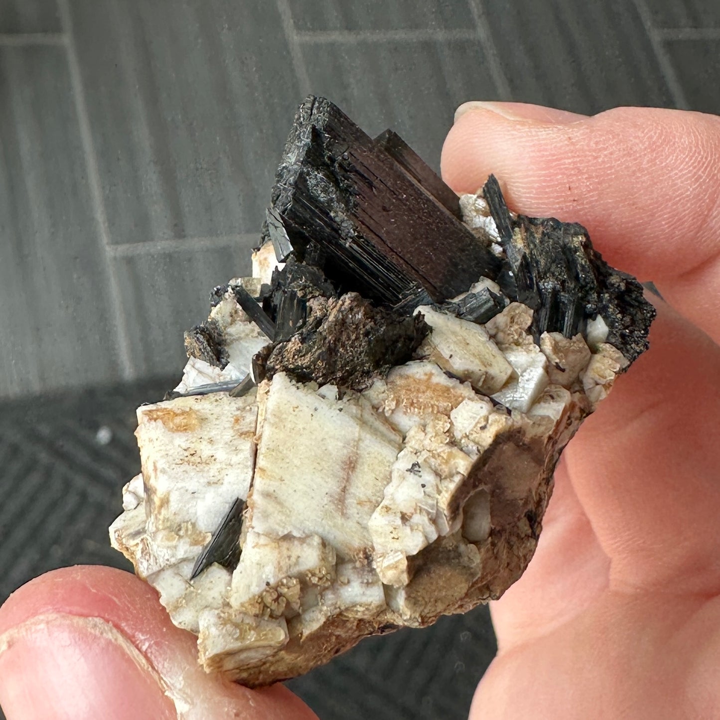 Miniature Sized Aegirine on Microcline Feldspar from Mount Malosa, Malawi