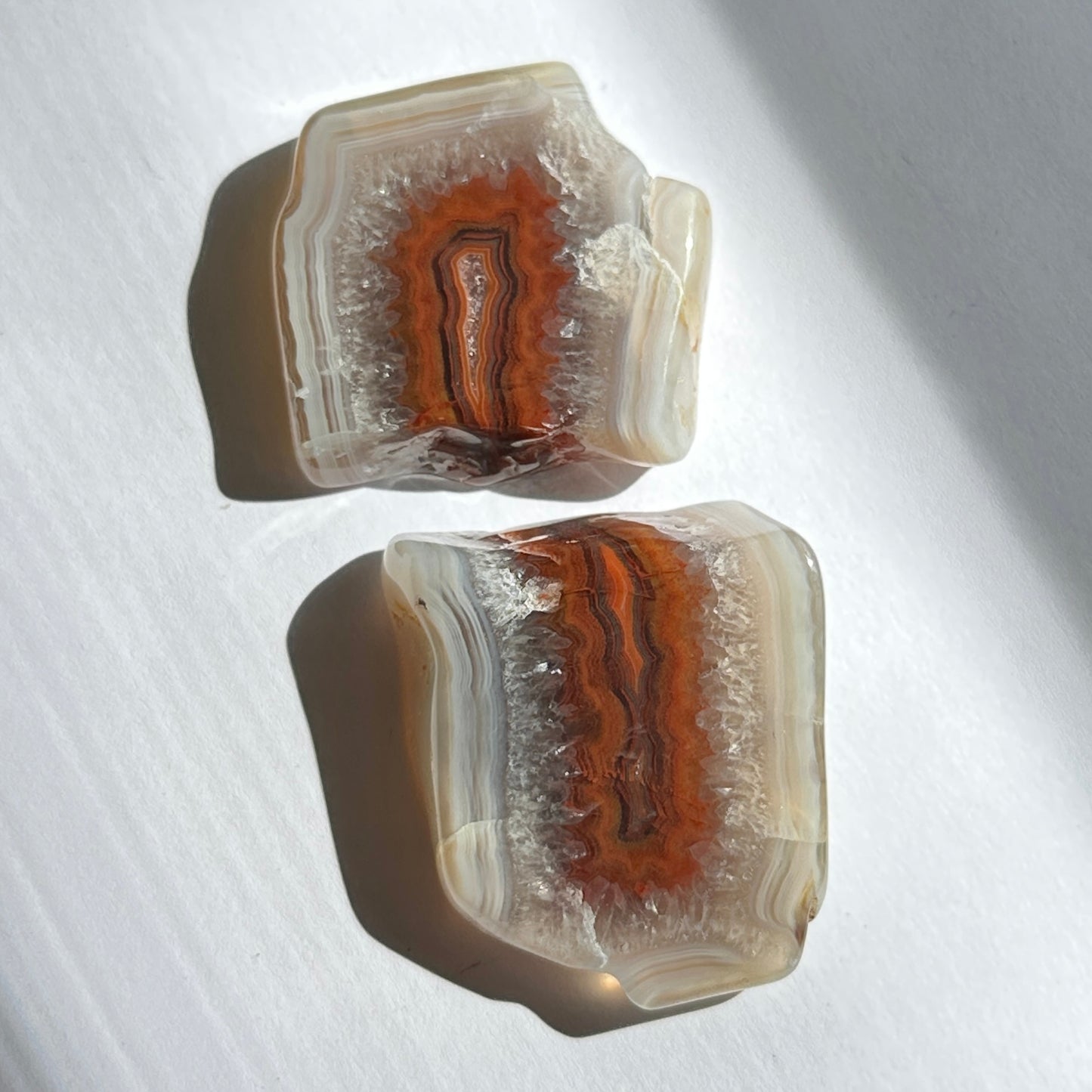 Malawi Banded Agate Orange and Red Polished Pair of Slabs 36g