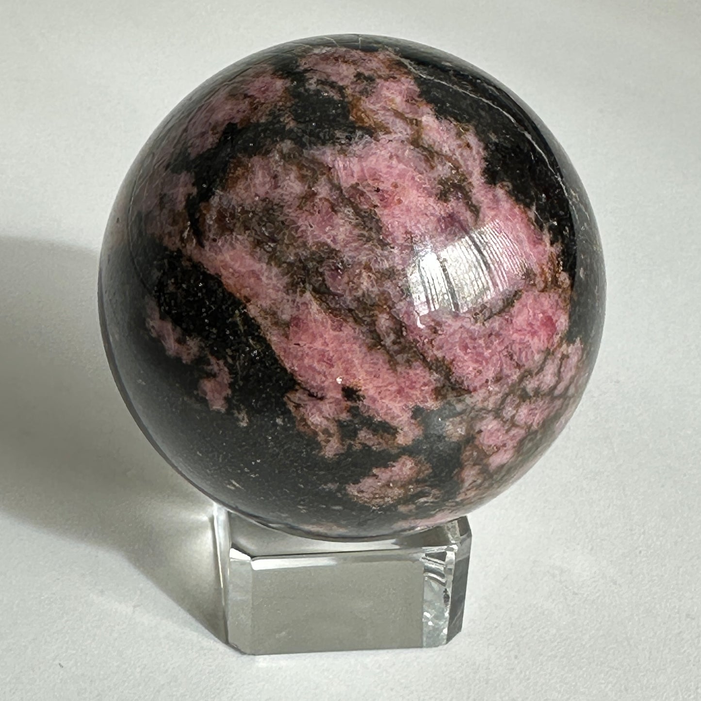 4.80cm Pink and Black Rhodonite Sphere from Brazil