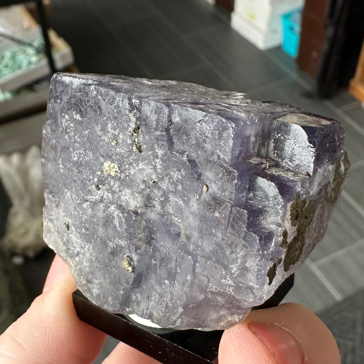 Miniature Purple Fluorite with Pyrite from Nigeria