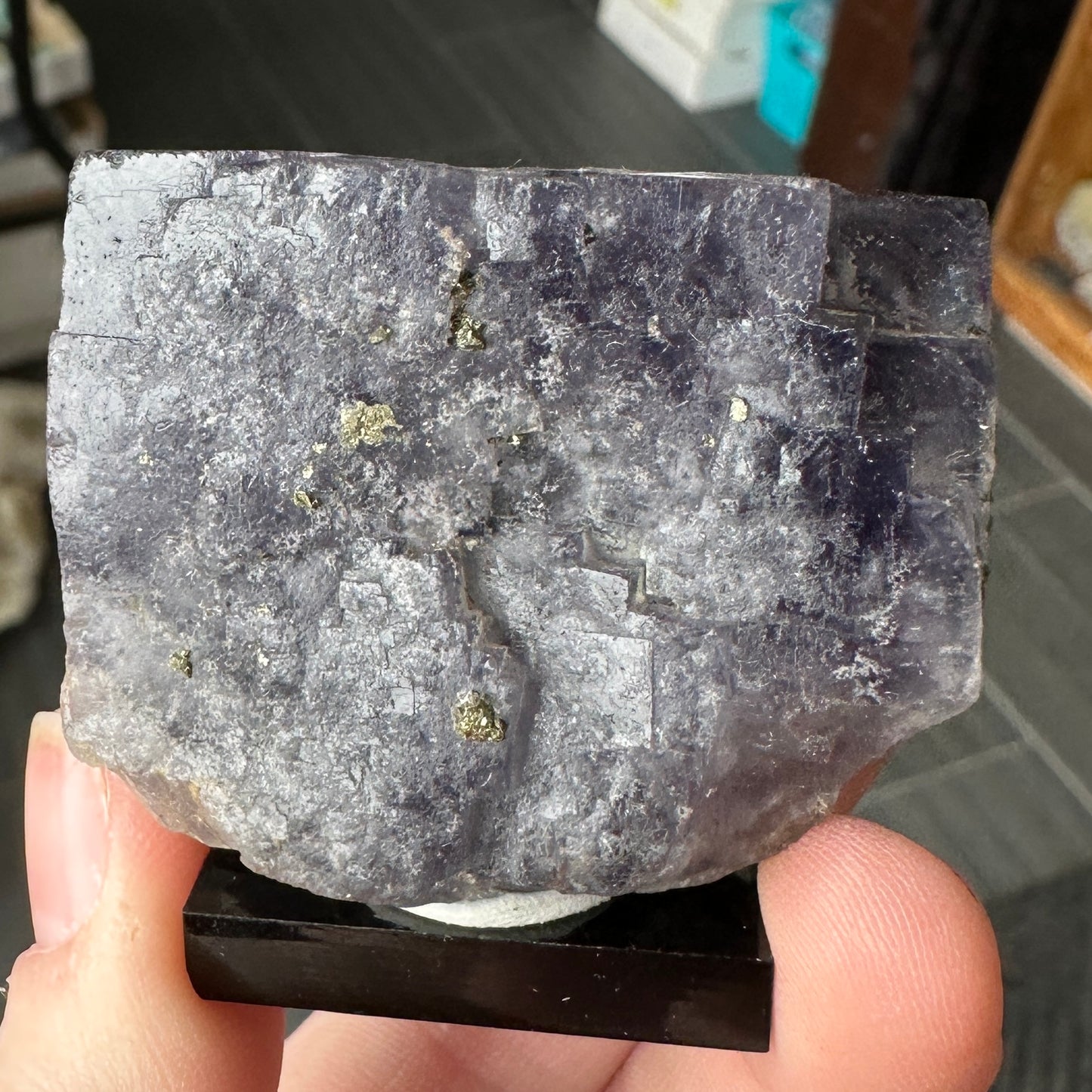 Miniature Purple Fluorite with Pyrite from Nigeria