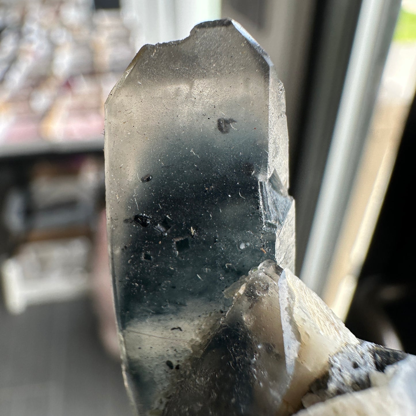 Miniature Sized Magnesioriebeckite Included Blue Quartz with Microcline Feldspar and Aegirine from Mount Malosa, Malawi