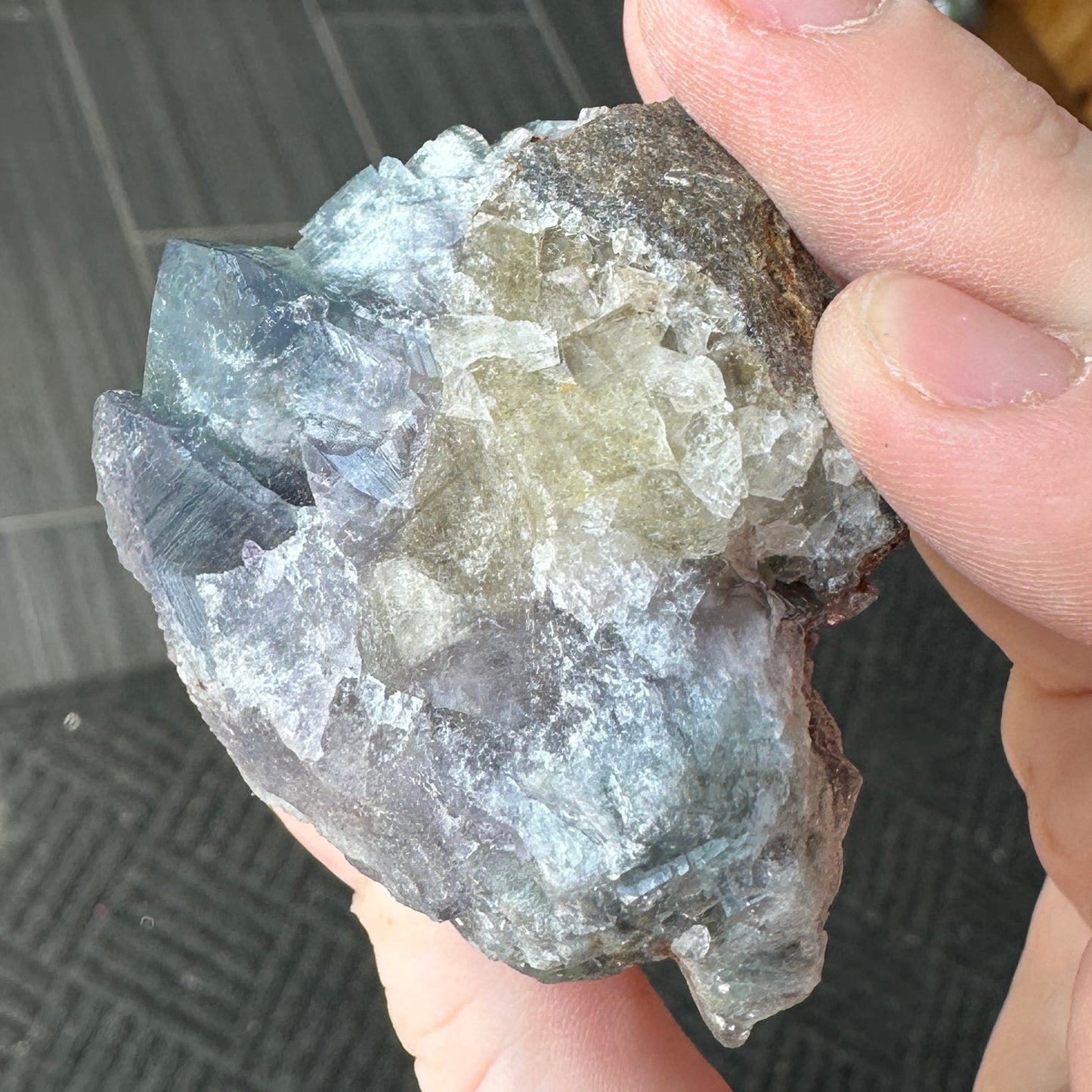 Cabinet Size Green-Blue Daylight UV Reactive Fluorite with Quartz from the Hidden Forest Pocket, Diana Maria Mine, UK