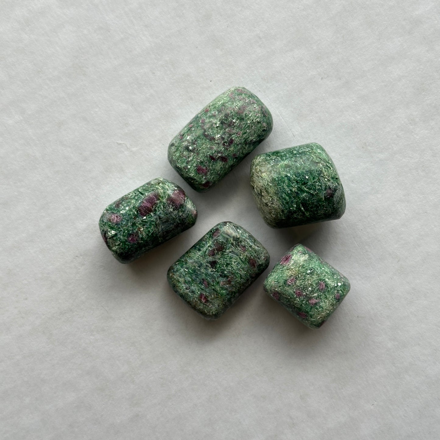 Medium Tumbled Pink and Green Ruby in Fuchsite from India