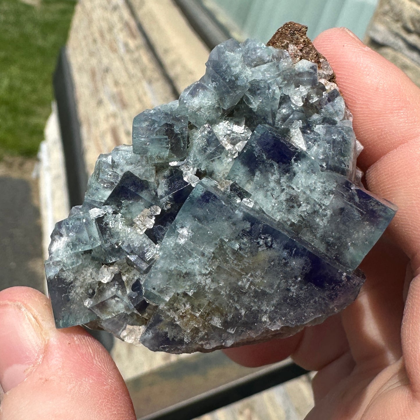 Cabinet Size Green-Blue Daylight UV Reactive Fluorite with Quartz from the Hidden Forest Pocket, Diana Maria Mine, UK
