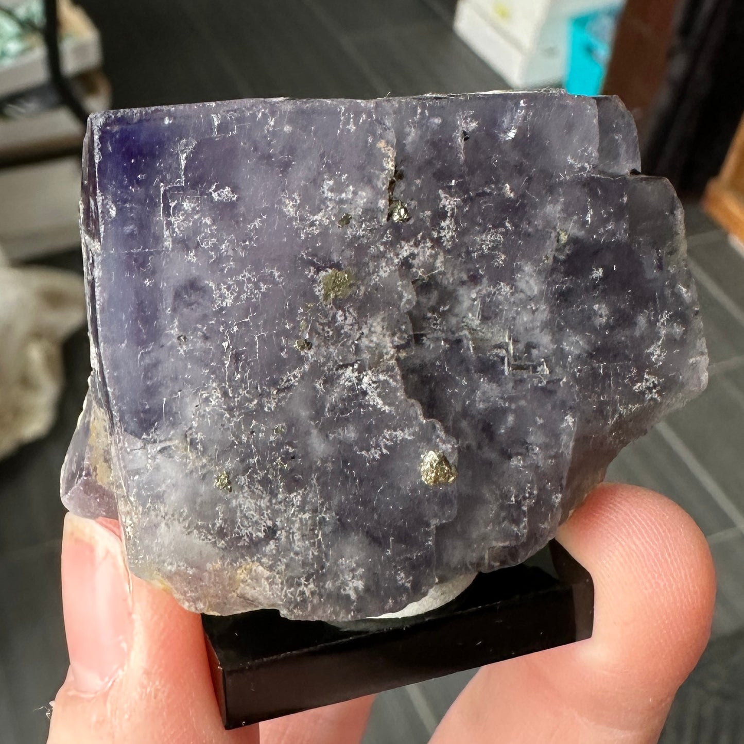 Miniature Purple Fluorite with Pyrite from Nigeria