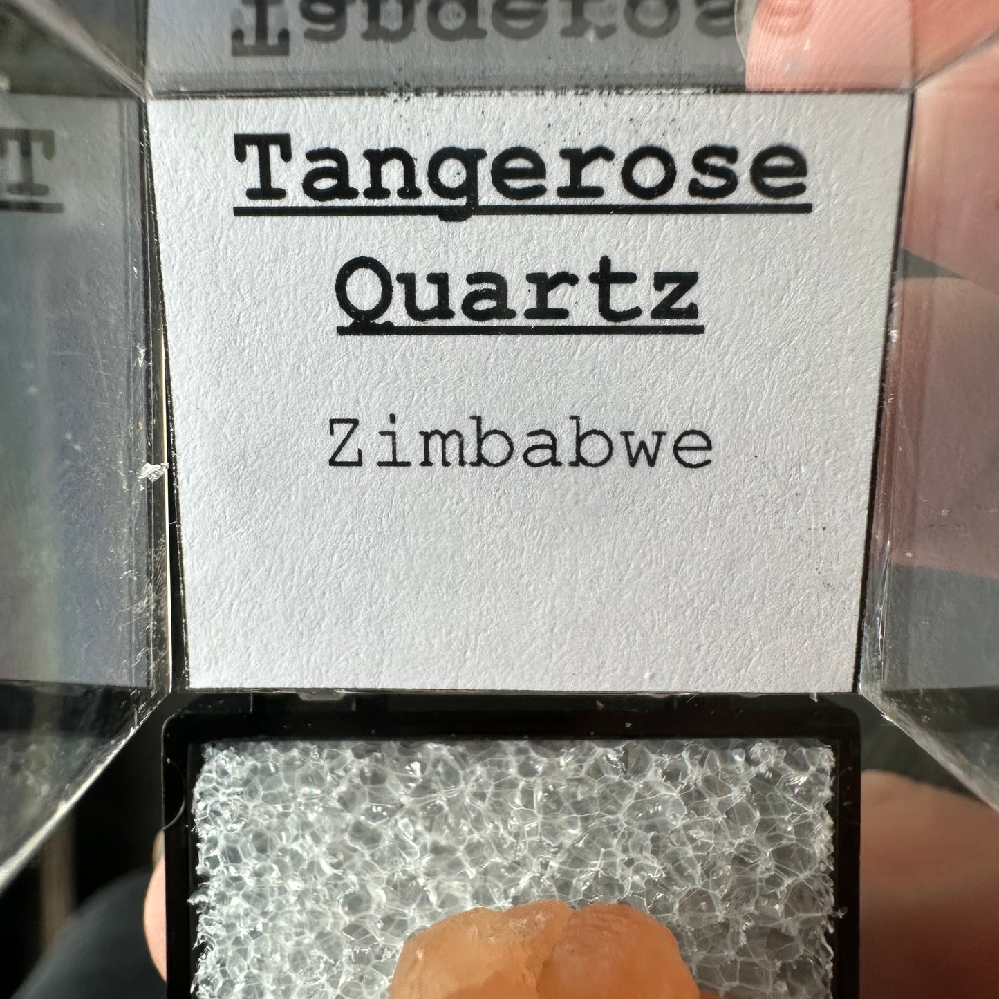 Hematite Included Tangerose Quartz Perky Box Specimen from Zimbabwe
