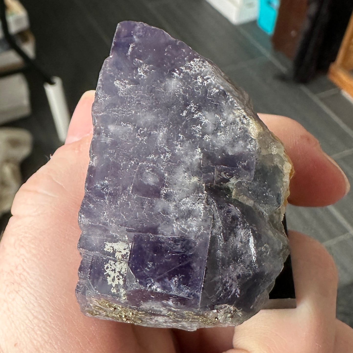 Miniature Purple Fluorite with Pyrite from Nigeria