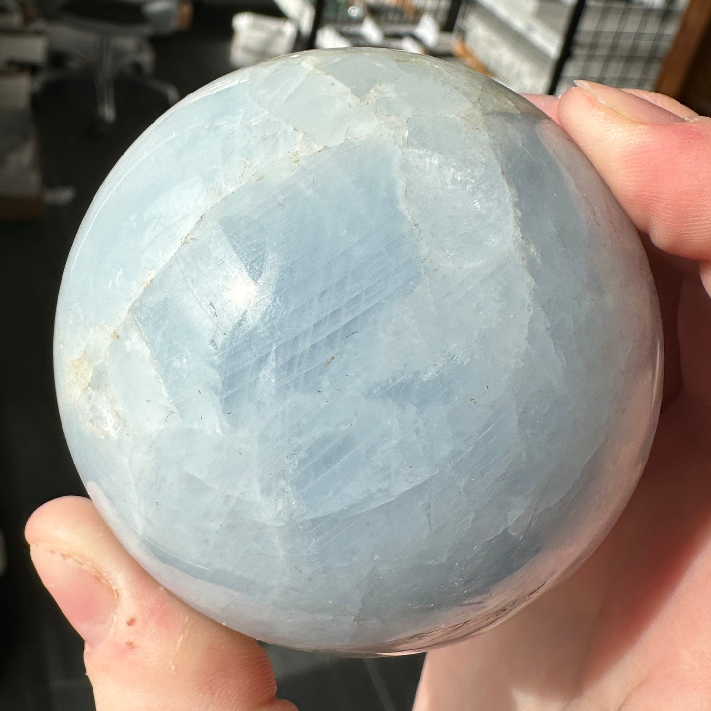 Angelic 6.70cm Blue Calcite Sphere from Brazil